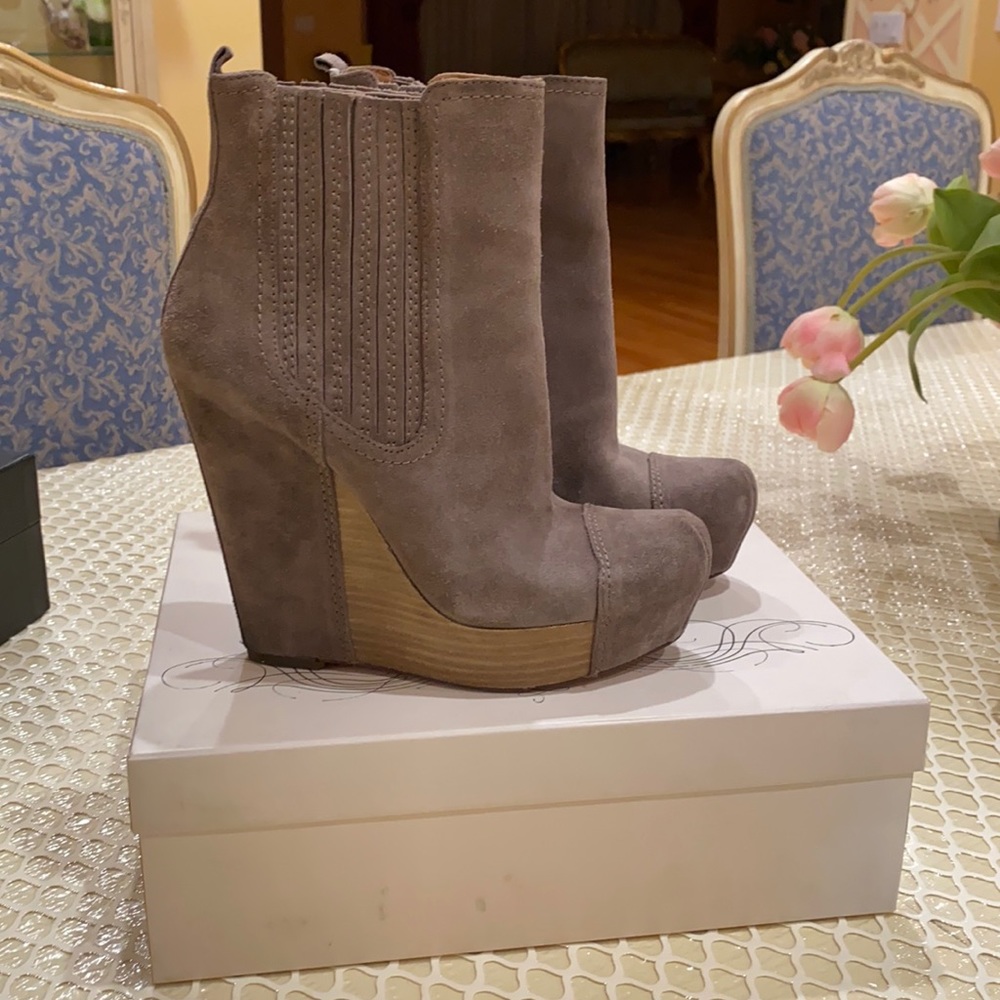 Taupe suede ankle boots